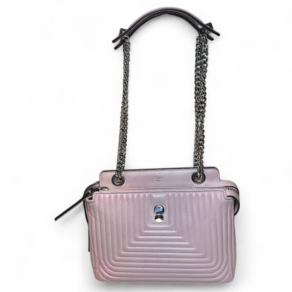 FENDI Dotcom Click Quilted Chain Shoulder Bag Peonia Pink (w detachable pouch)